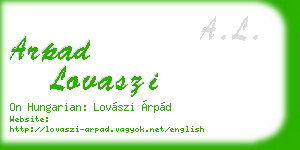 arpad lovaszi business card