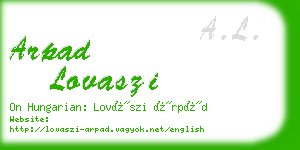 arpad lovaszi business card